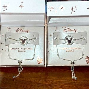 Set of 2 silver & rhinestone Disney bracelets